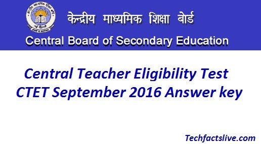 CTET Official Answer Key 2016