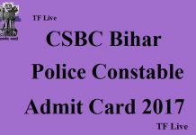 CSBC Bihar Police Constable Admit Card 2017