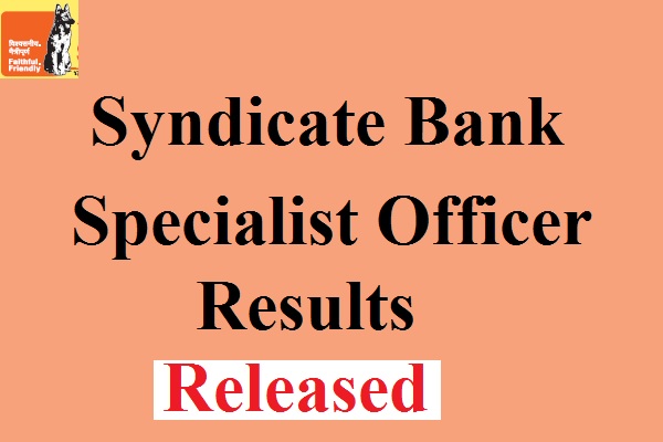Syndicate Bank SO Results 2017