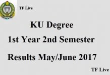 KU Degree 1st Year 2nd Semester Results May June 2017