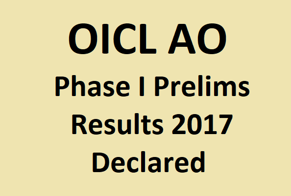 OICL AO Prelims Result 2017